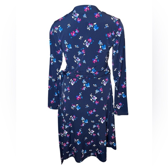 Banana Republic navy floral wrap dress sz XS Pet - Picture 3 of 6